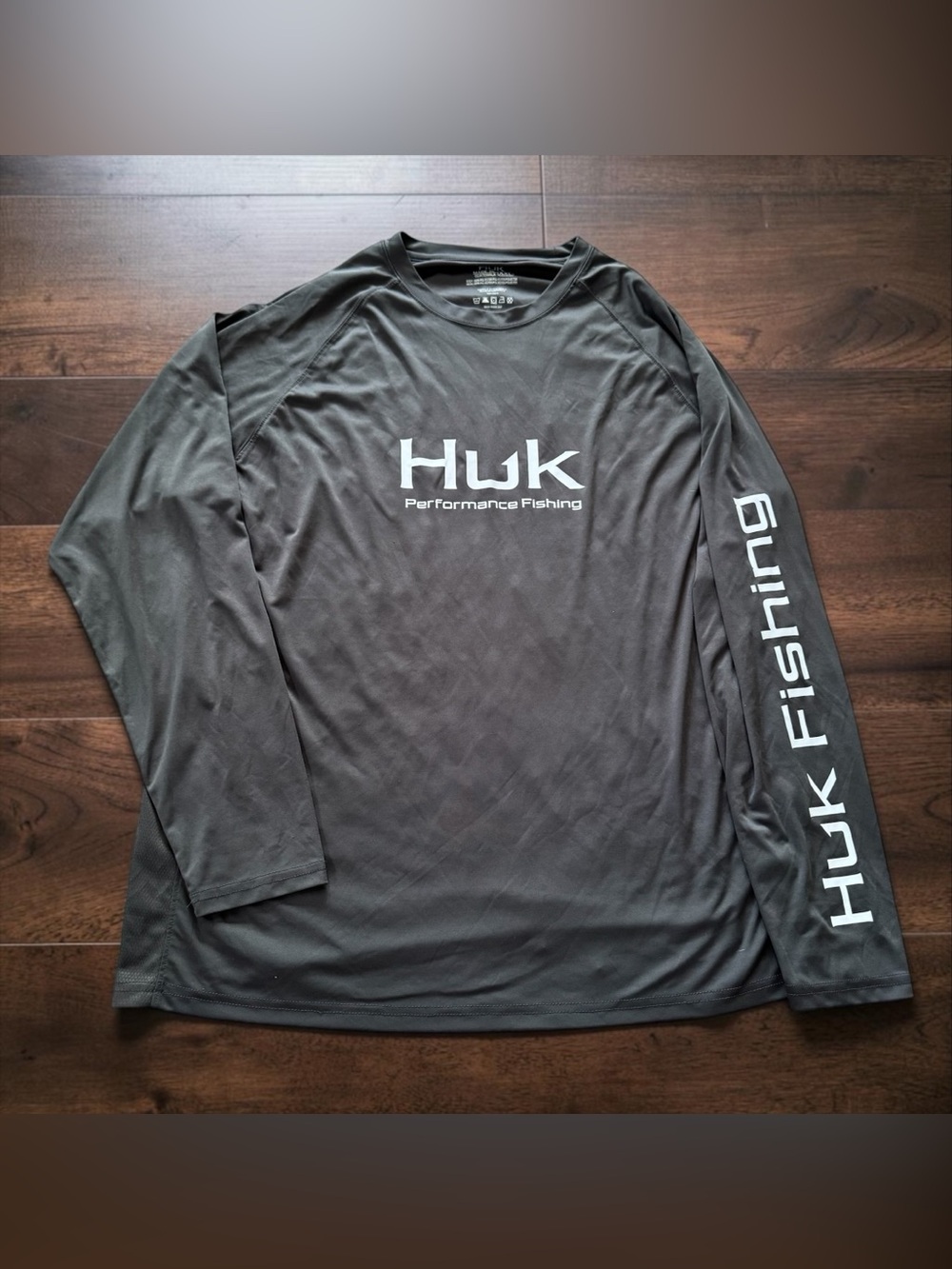 Huk Men's XXL Gray Performance Fishing Long Sleeve Shirt Quick Dry
